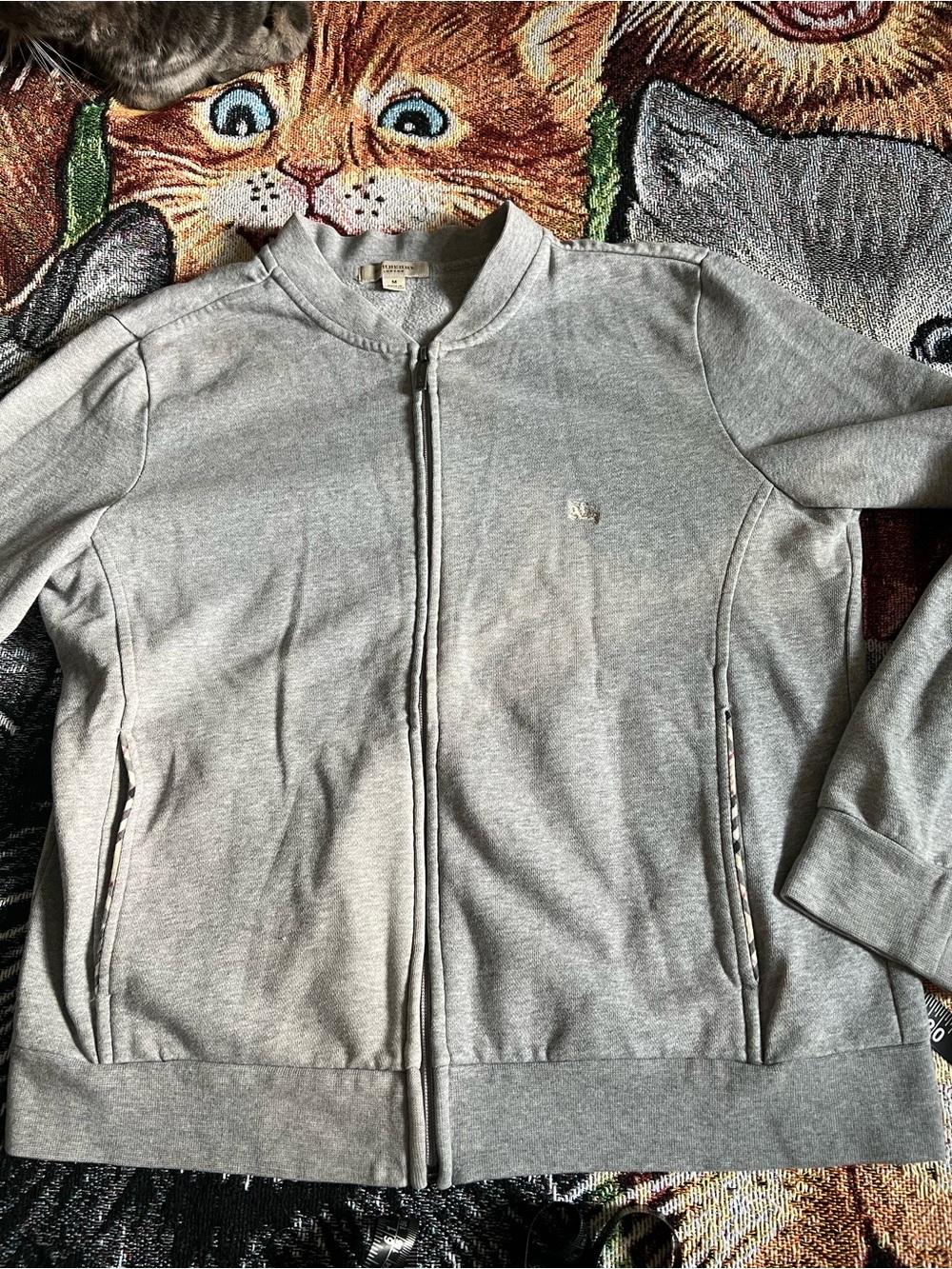 Burberry Light Gray Zip-Front Sweatshirt
